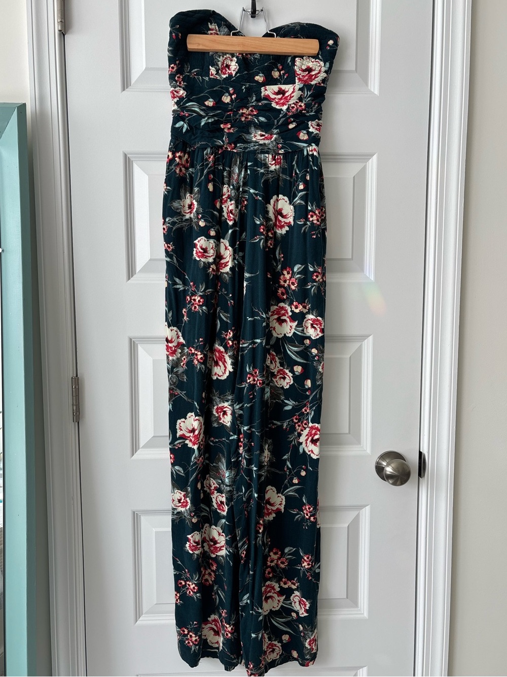 BOG Collective Floral Strapless Smocked Jumpsuit Size M